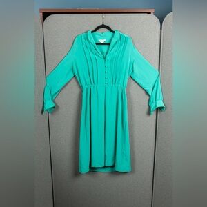 Teal Lilly Ann Ultrasuede Trim Secretary Dress